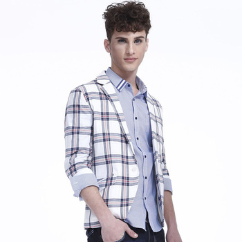 马克华菲男装纯棉商务休闲格纹西装7121517005 093灰色 175/L全面评测