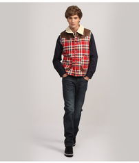 潮流印记 马克华菲2012新款男士格子棉马甲穿搭风尚